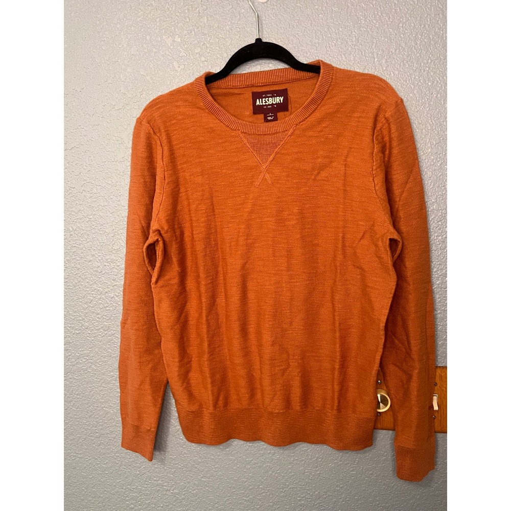 Alesbury Riverside Crewneck Sweater Burnt Orange Rust Cotton Mens Small MGS10012